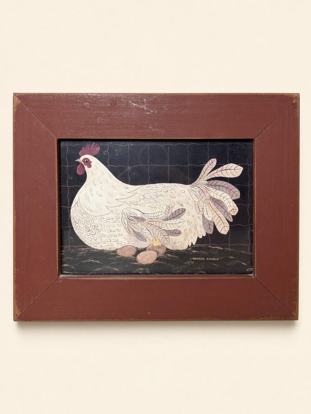 Framed Chicken Print, Farm Kitchen Art, Rooster Hen Picture, Country Wall Decor